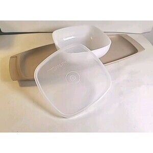 3 Pc Vintage Tupperware Serve-ette Chip & Dip Serving Tray 771-5 Appetizer